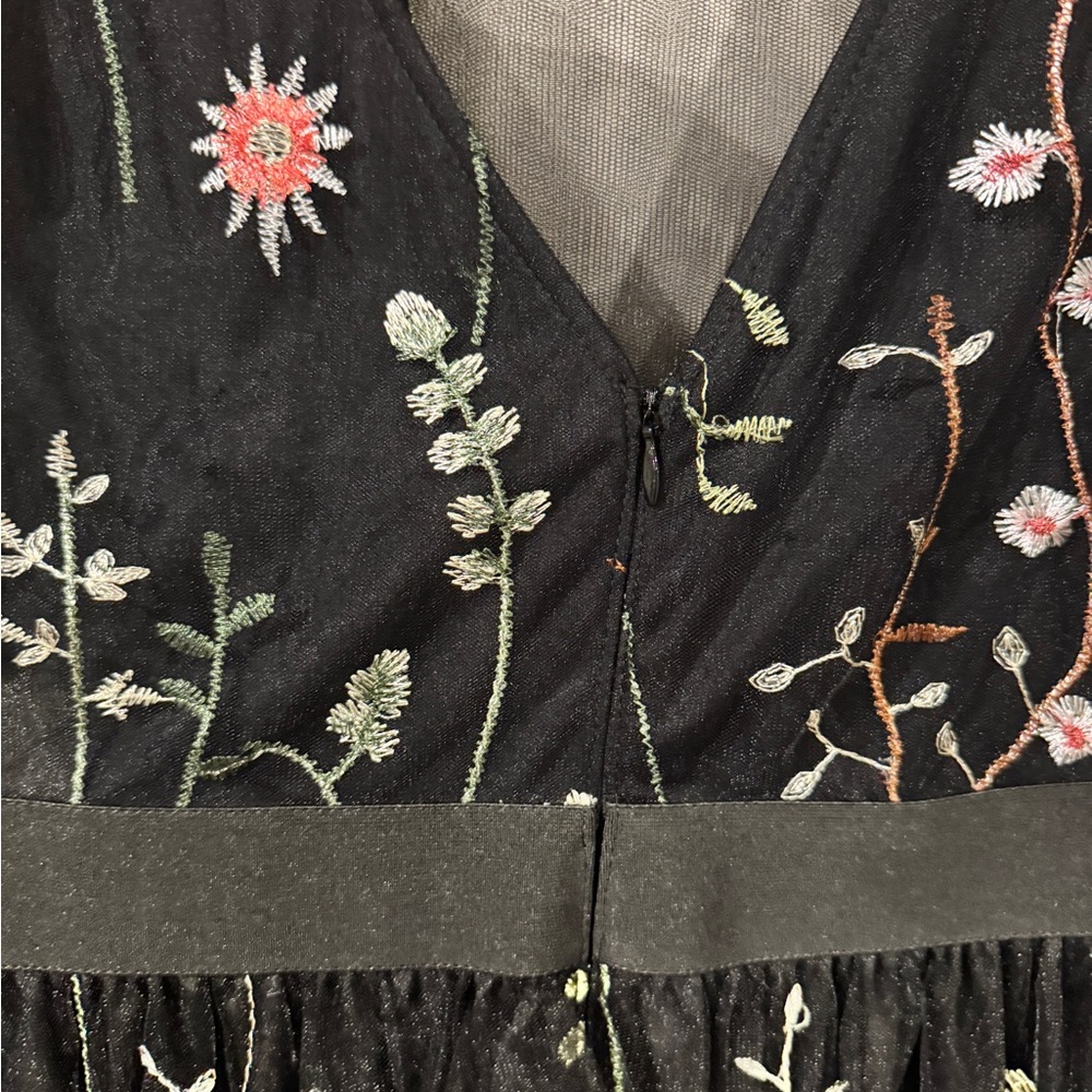 Azazie Luxedo 1X Floral Embroidered Black Dress - Picture 5 of 8